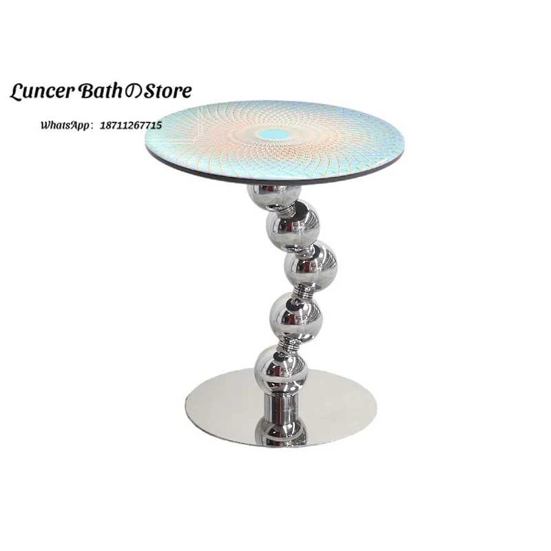 Nordic style light luxury blue-green enamel countertop edge dislocation stacking ball base living room sofa corner small