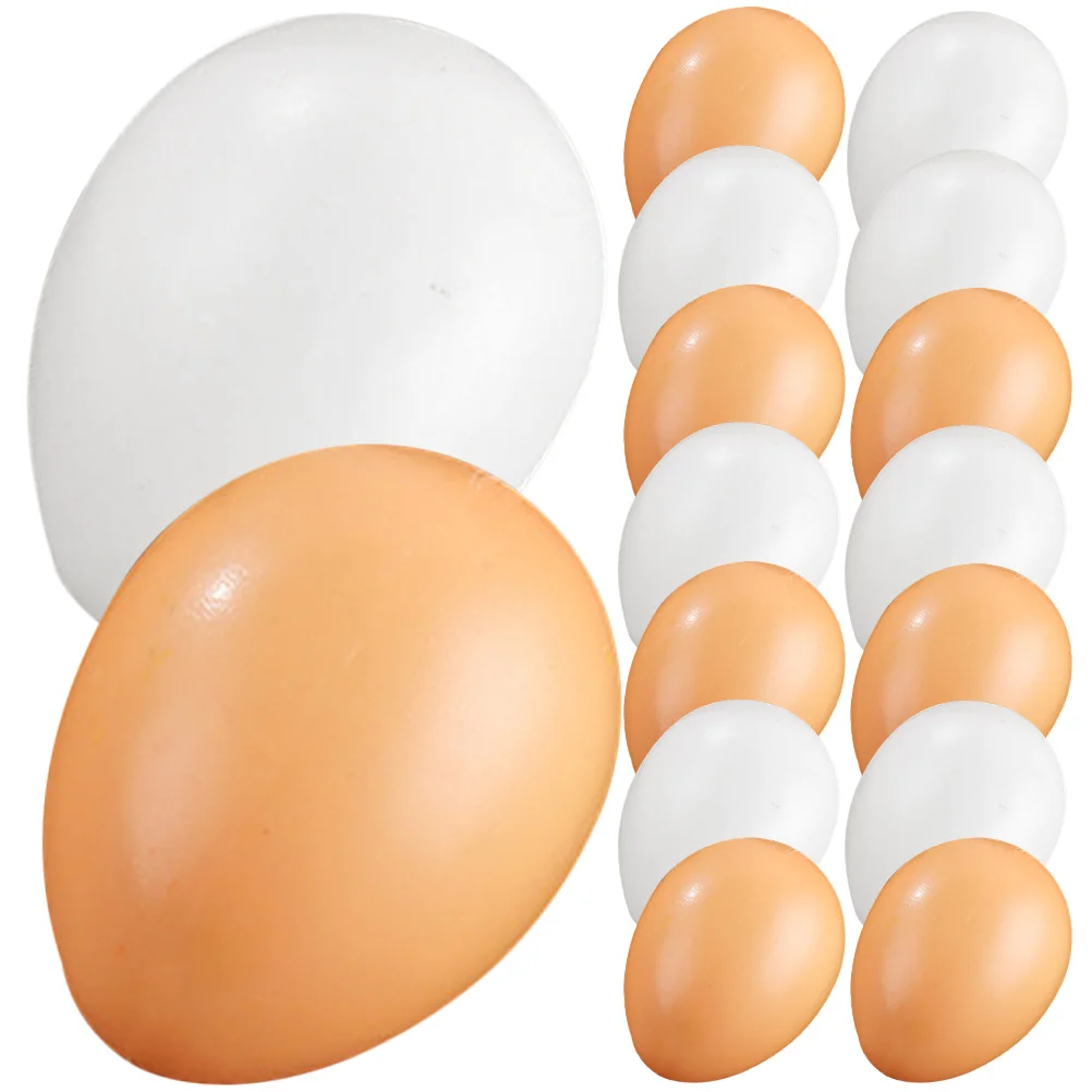 

16pcs Simulated Eggs Decoration White Artificial Chicken Coop Colorful Kids DIY Easter Plastic Egg Toys Graffiti Props