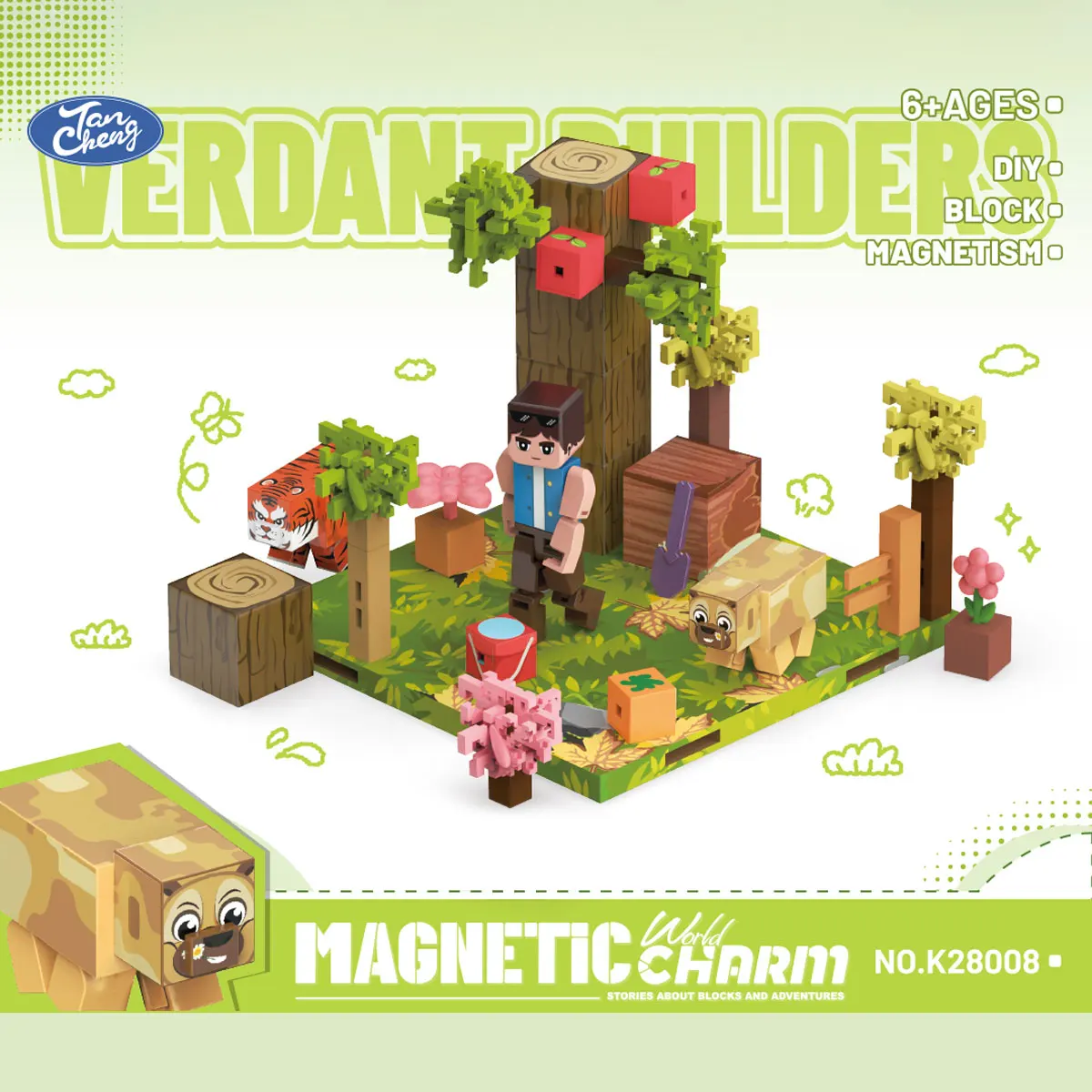 Mon monde blocs de construction magnétiques scène animale, un jouet STEM pour que les enfants apprennent et construire, un cadeau adapté aux garçons et aux filles.