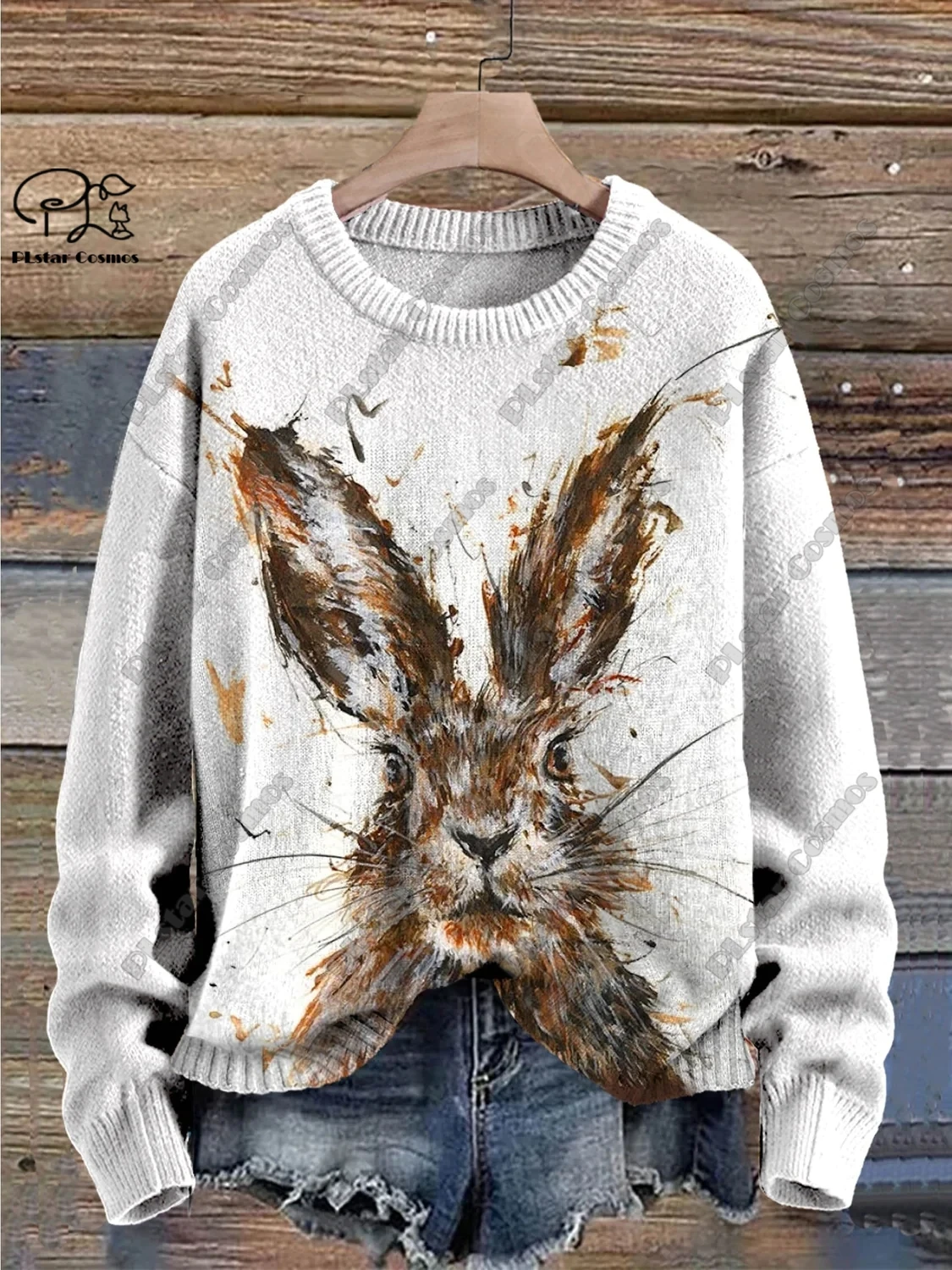 New animal series 3D printed cute squirrel rabbit raccoon hippopotamus art print ugly sweater winter casual unisex sweater