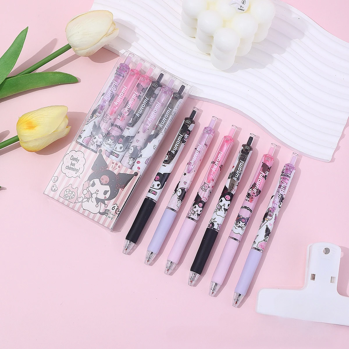 Sanrio Gel Pen Cartoon Anime Hello Kitty Cinnamoroll Kuromi Melody Press 0.55mm Pen Black School Writing Supplies for Student