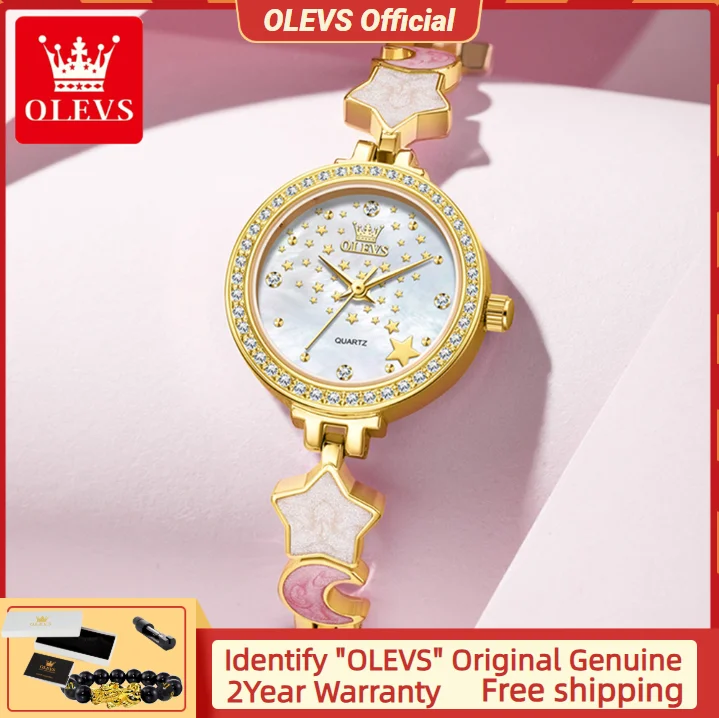

OLEVS 5665 Luxury Fashion Women's Watch Stainless steel Star Strap Diamond Dial Waterproof Women's Watch