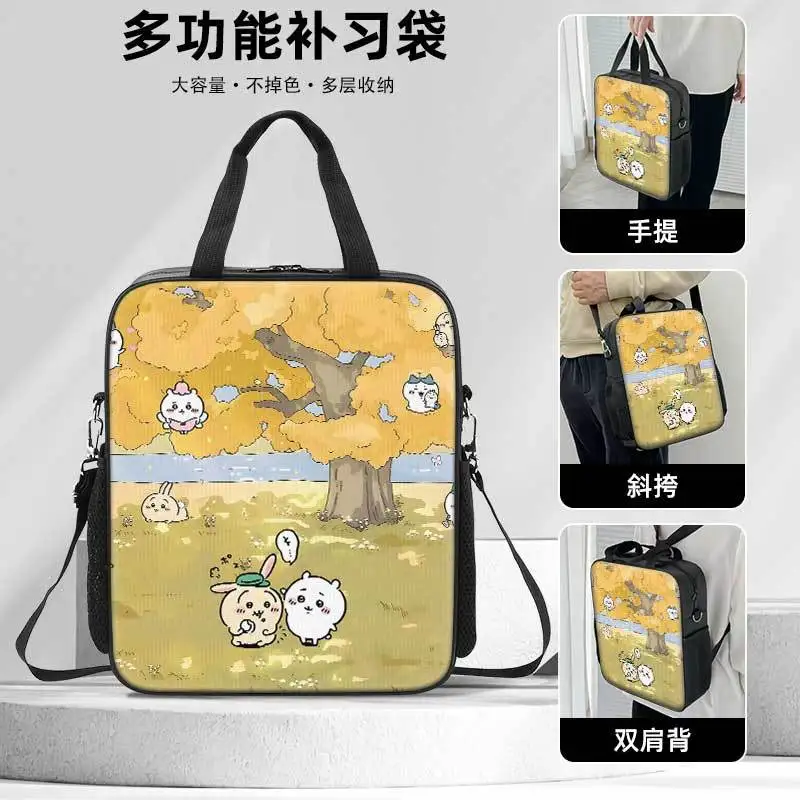 New Hachiware Chiikawa Remedial Bag Girl Student Homework Handbag Book Bag Make-Up Class Package Portable Usagi Bags for Woman