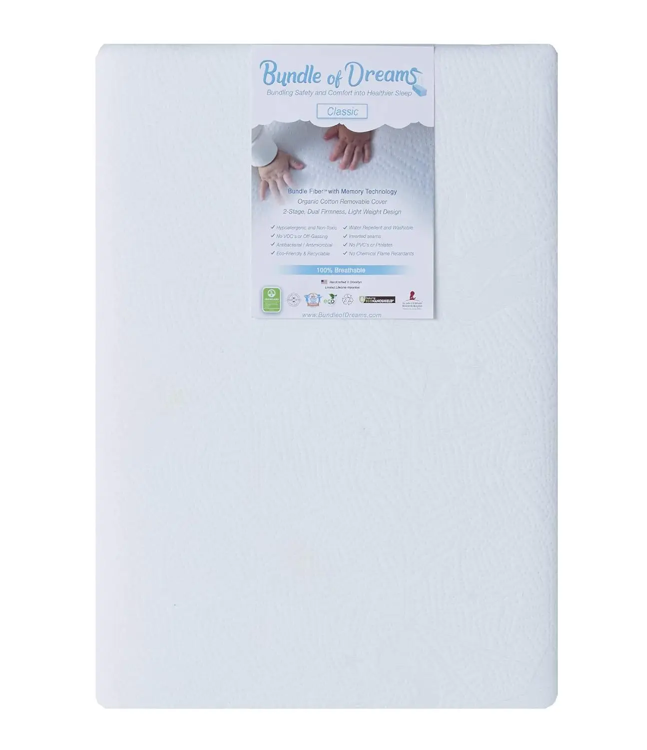 Juste de matelas Mini CPull en coton biologique, 100% respirant, hypoallergénique, non toxique, 2 étapes, 5 po