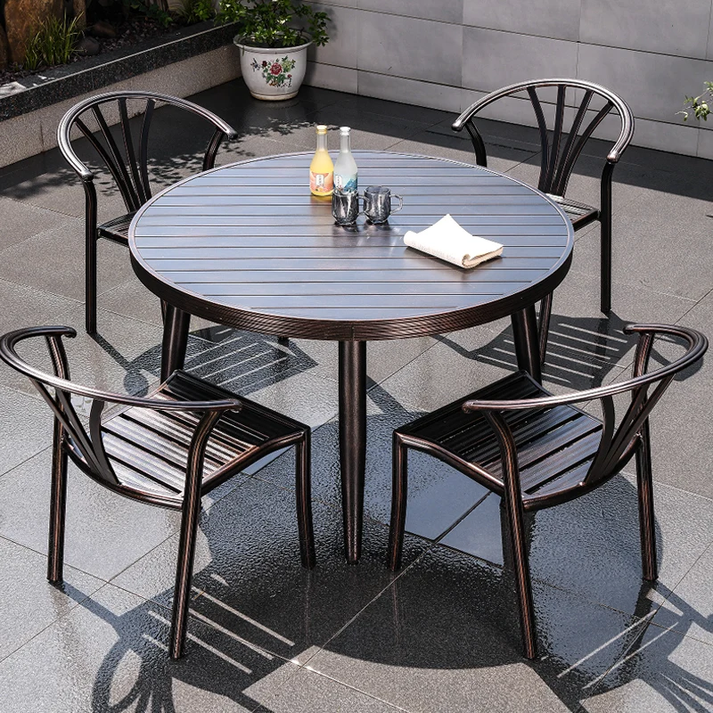

Simple casual home dining table Outdoor terrace Back chair Round table