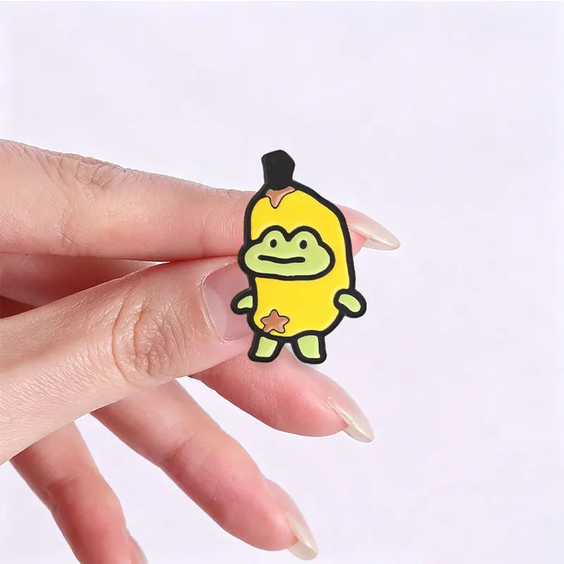 Niedliche Frucht-Frosch-Erdbeer-Bananen-Birnen-Emaille-Abzeichen Lustige Tier-Cartoon-Pins Broschen Anstecknadel-Set Geschenk für Freunde – Detail 8