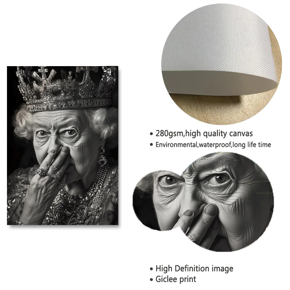 Vintage Queen Portrait Art Posters Prints Toilet Humor Bad Smell Wall Pictures Retro Canvas Decor Painting For Funny Bathroom — zdjęcie 6
