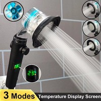 Propeller Shower Head with Digital Temperature Display Screen 3 Modes High Pressure Large Flow Shower Faucet Bathroom Accessorie