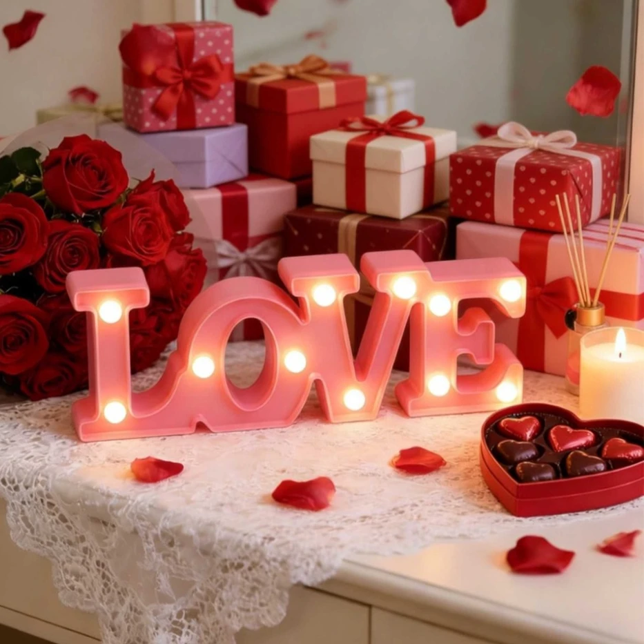 

Valentines Day LED Glowing Love Night Light Wedding Birthday Bar Store Outdoor Decoration Romantic Atmosphere Lighting
