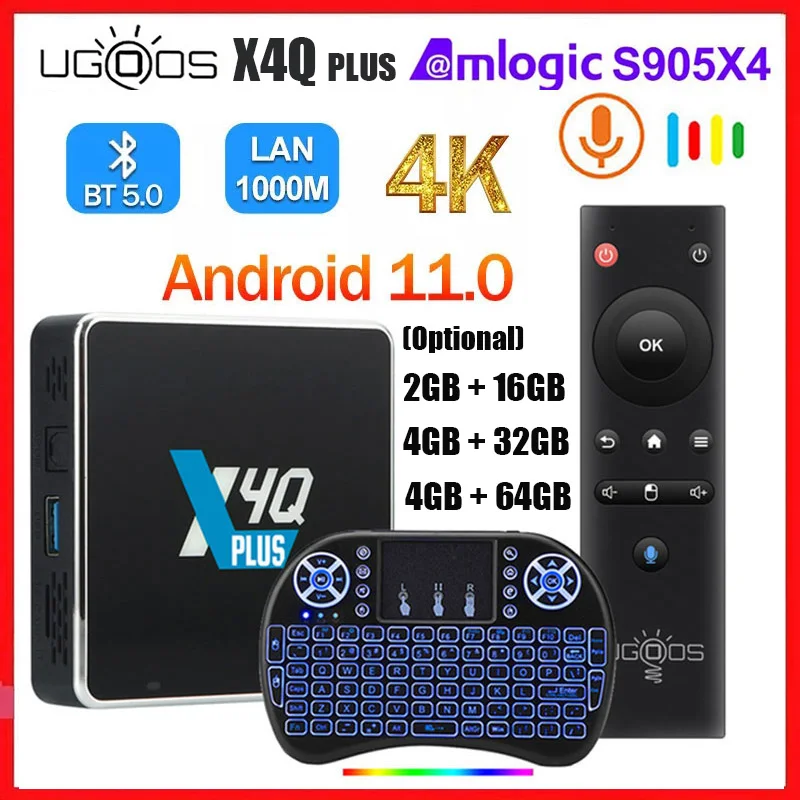 Ugoos X4Q Pro TV Box Android 11 4GB RAM DDR4 32GB  Amlogic S905X4 2.4G 5G WiFi 1000M X4 Cube 2GB 16GB BT 4K HD Set Top TV Box