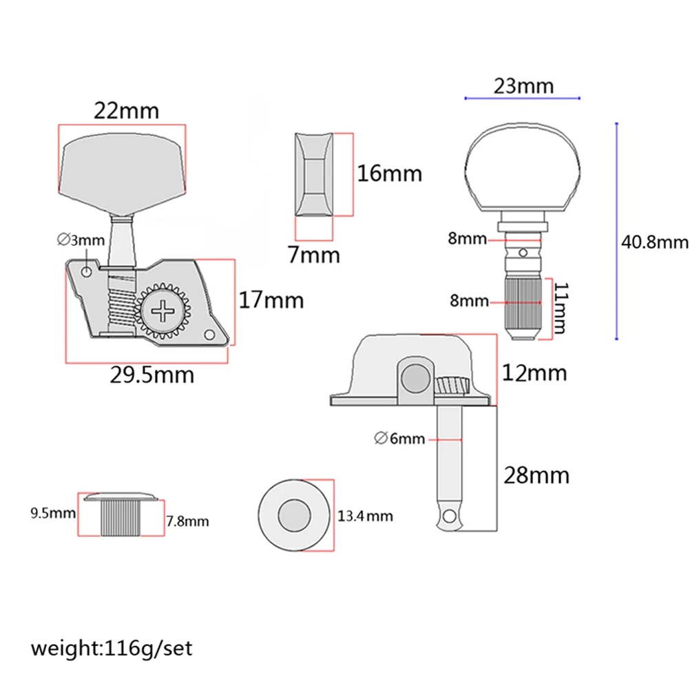 

5 pcs Semi-closed String Tuner Pegs Machine Heads Banjo Tuning Keys Left Right Non-pegs Bushings Fix Strings Improve Sound
