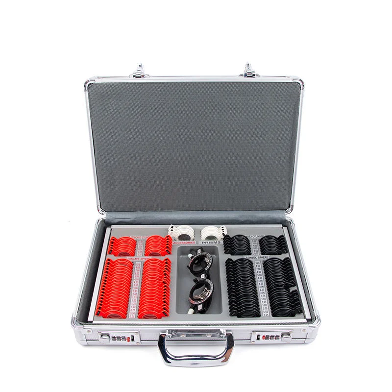 Optometric Trial Lens Examination Box Set Custom Logo Ophthalmic Equipment 104 Pcs Plastic Trial Lens Set