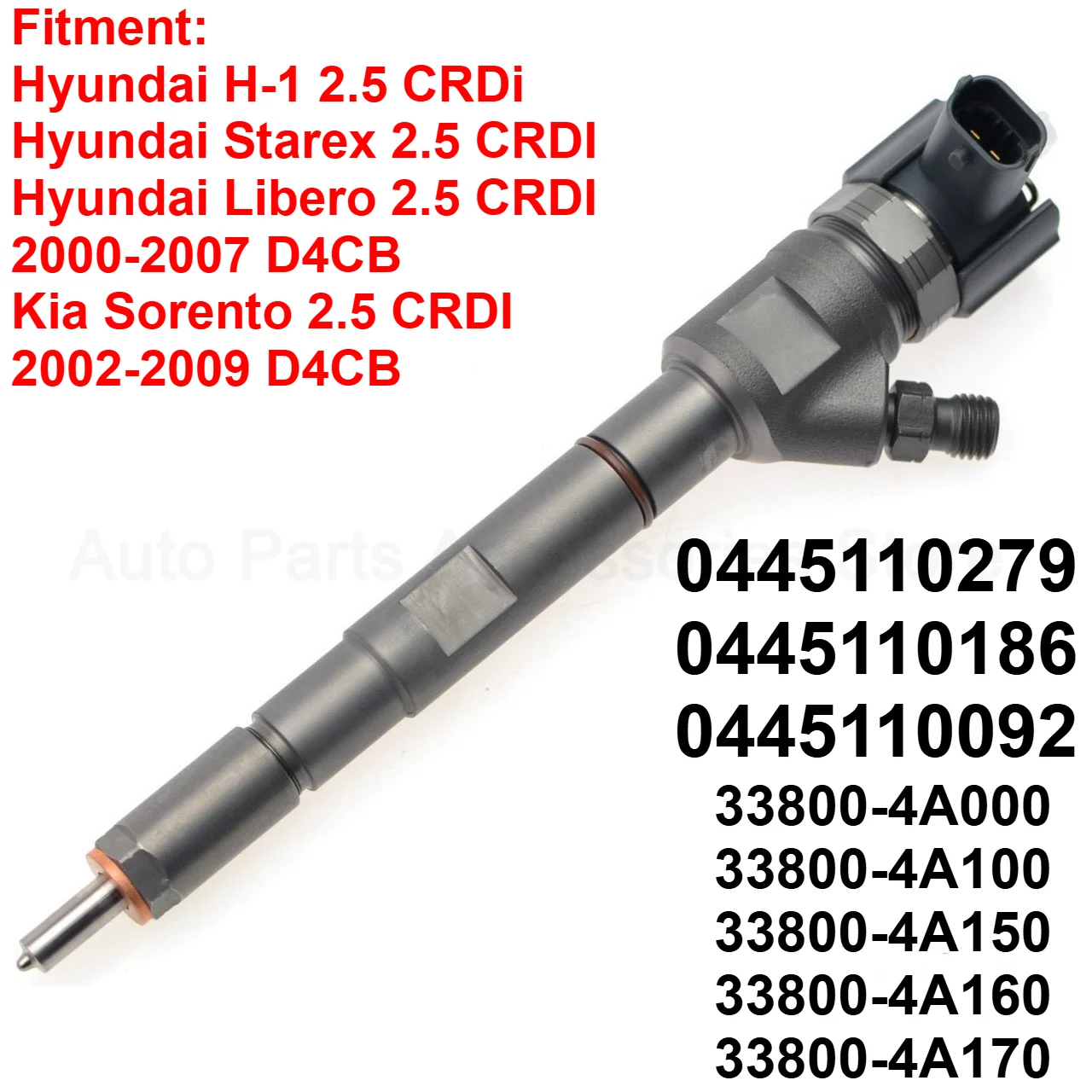High Quality 0445110279 0445110186 0445110092 Diesel Injector New For Kia Sorento Hyundai Starex H1 Libero 2.5L 2002-2007 D4CB