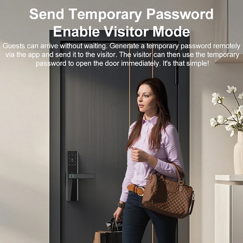 Smart Anti-theft Lock with 22x160mm Lock Body APP/Fingerprint/Password/Key/Card Unlocking Electronic safety Lock for Wooden Door