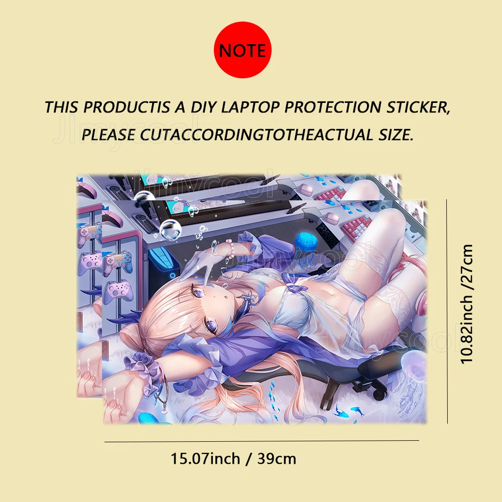 Gaming Room Ocean Jellyfish Bubble Decor Anime Girl Decal Cuttable DIY Vinyl Laptop Skin Removable Notebook Protective Sticker