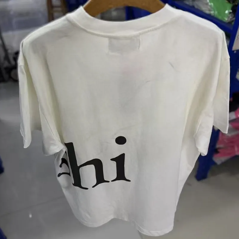 Wrap Around Logo SATOSHI Tshirt Summer Men Women Streetwear Washed Spray Dirty White Round Neck Short Sleeve Men Women Top Tees