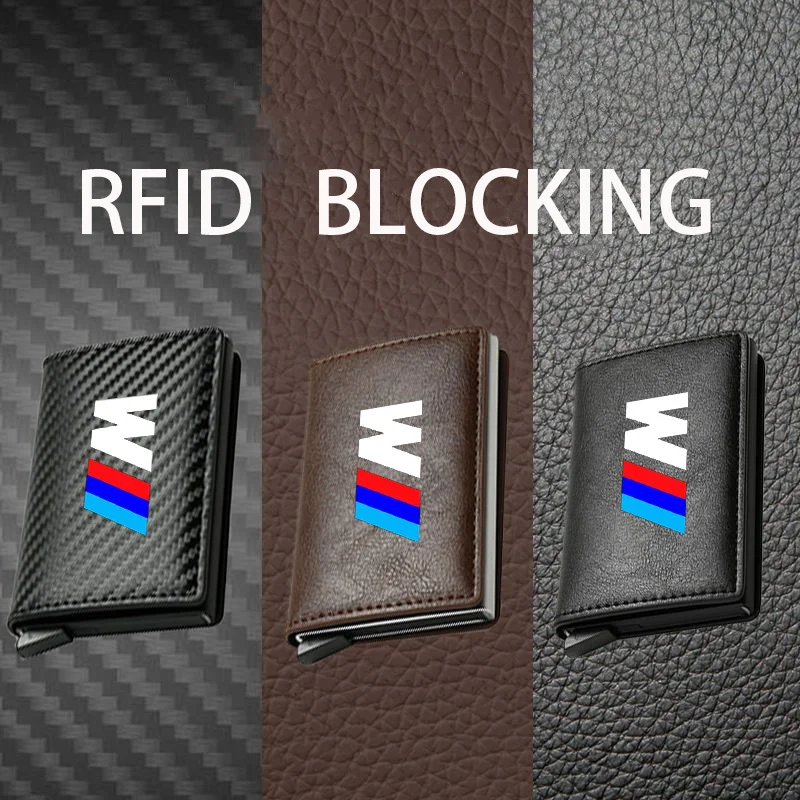 Rfid Leather Carbon Fiber Credit Card Holder pu Wallets Men Black Magic Trifold for BMW M Logo X1 X2 X3 F10 F30 G11 G07 E60 E46