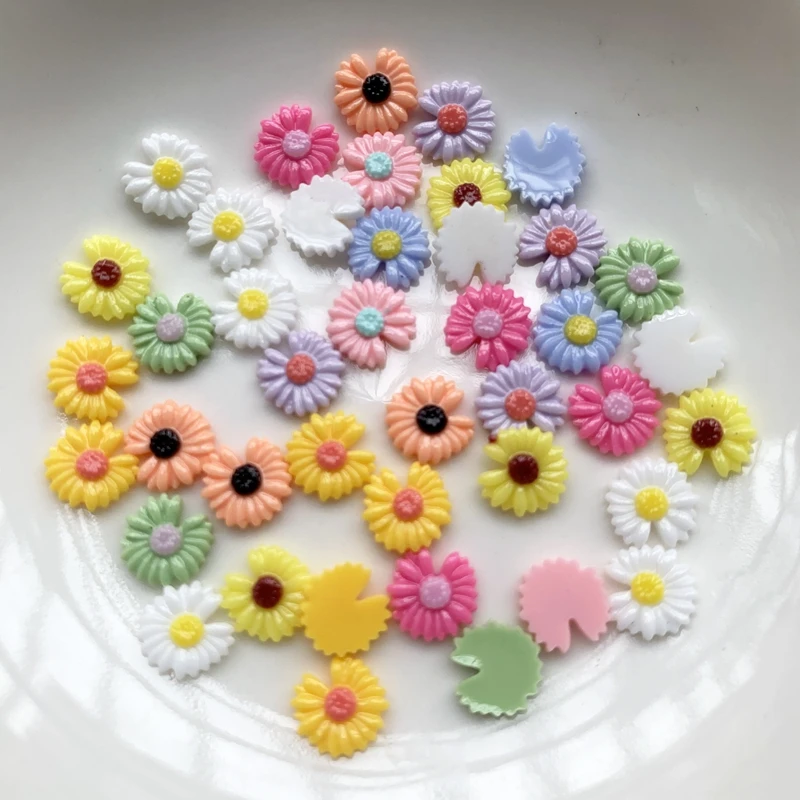 50Pcs 8MM Chrysanthemum Resin Decoration Crafts Flatback Cabochon Scrapbook Diy Embellishments Accessories nail art decorations