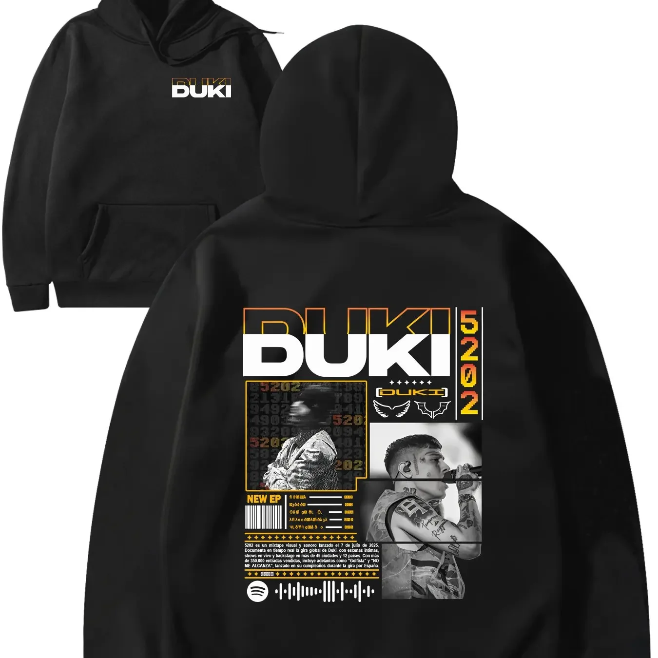 Rap Vocalist Duki 5202 MIXTAPE 2025 Album Hoodie Men'S Sweatshirt Long Sleeve Hip-Hop Street Style Retro AutumnAndWinterPullover