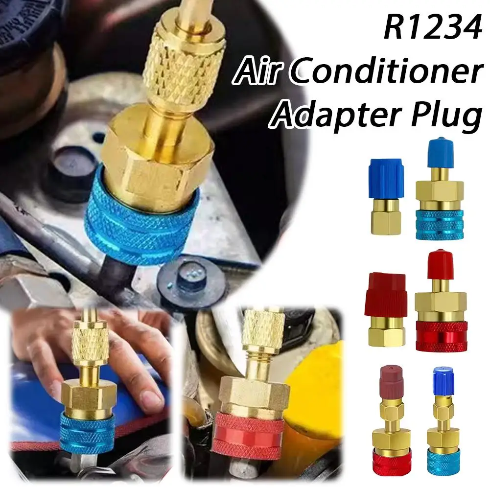 Car Air Quick Coupler Adapter R1234YF to R134A Conditioner Adjusting Fitting High Low Side AC Charging Connectors Kit