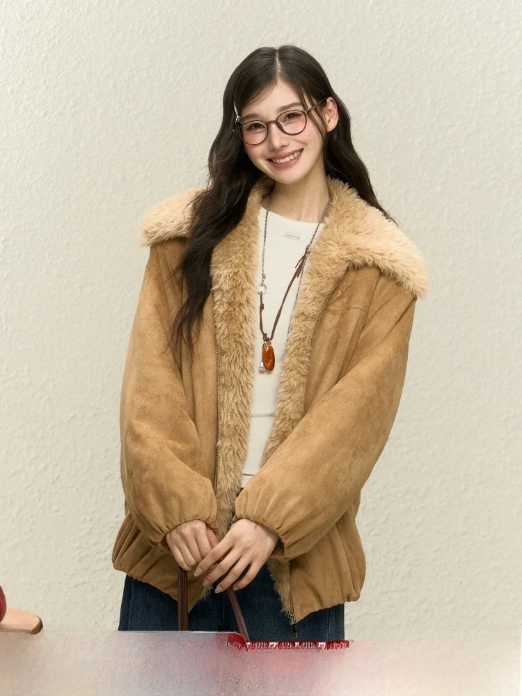 

Зимнее женское пальто ELEVEN SP с меховым воротником, универсальное, в корейском стиле, из натуральной кожи, с меховой подкладкой, длинное, с длинными рукавами, гарантия тепла