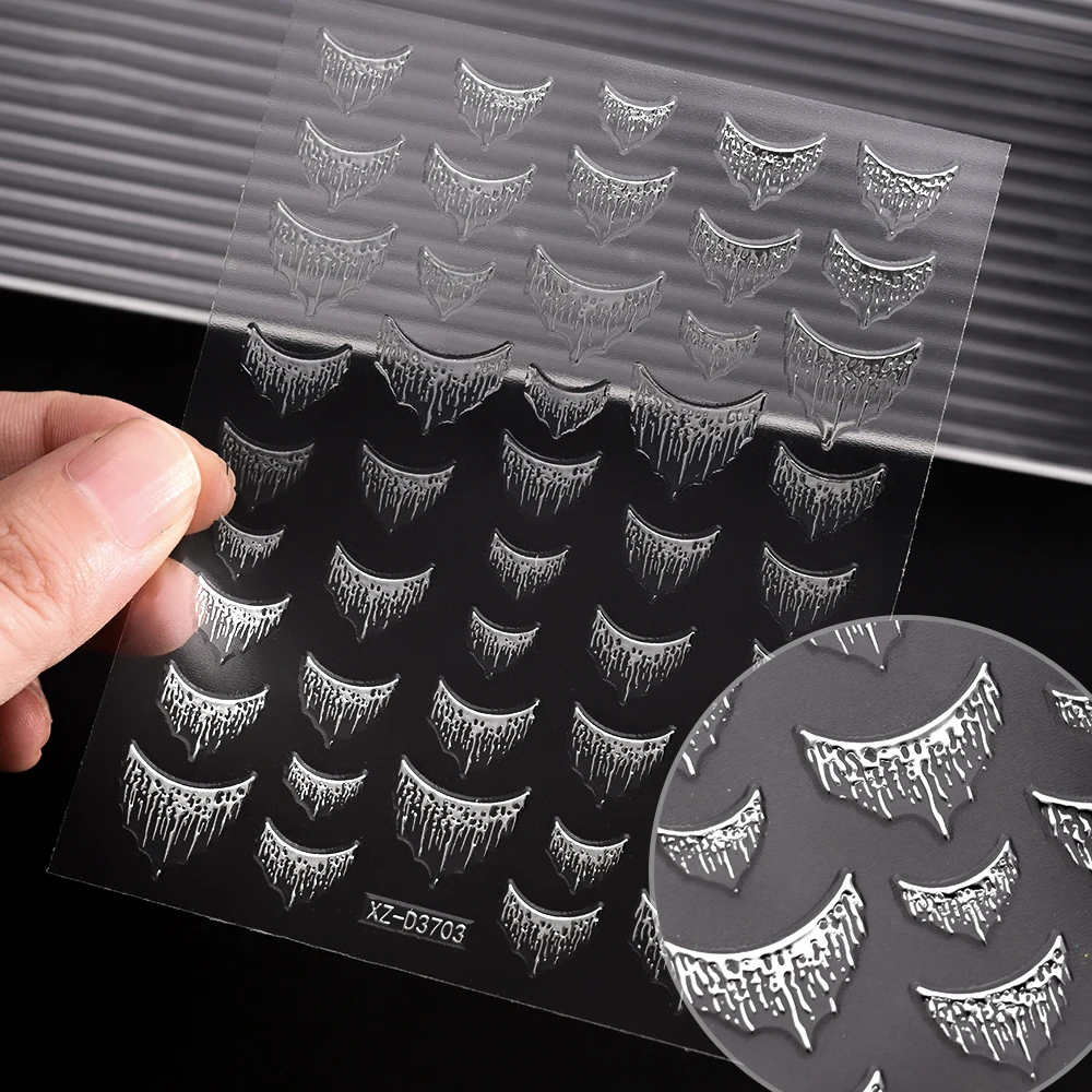 1 Uds. De pegatinas 3D para decoración de uñas con estrella plateada/luna/borla, líneas francesas/planeta/hoja/geomía, deslizadores autoadhesivos DIY Y2K, calcomanías para manicura