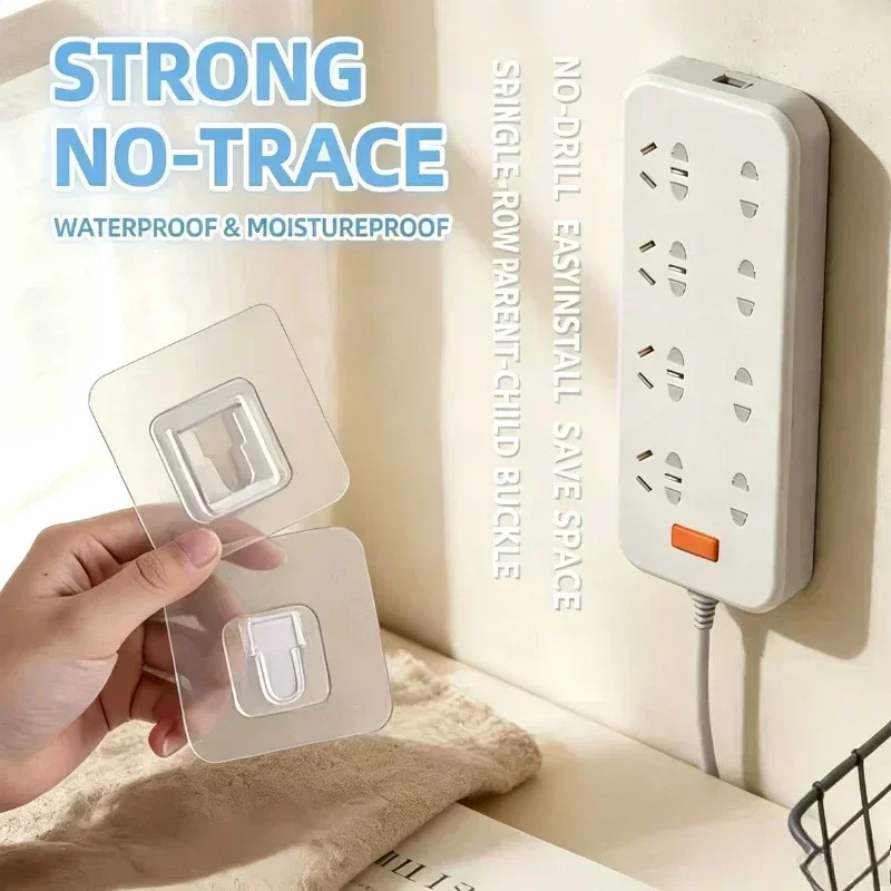 Home Router Rack with Seamless Adhesive Plug Board for Storage Hanging on The Wall Table No Need Drill Holes WiFi Plug Holder