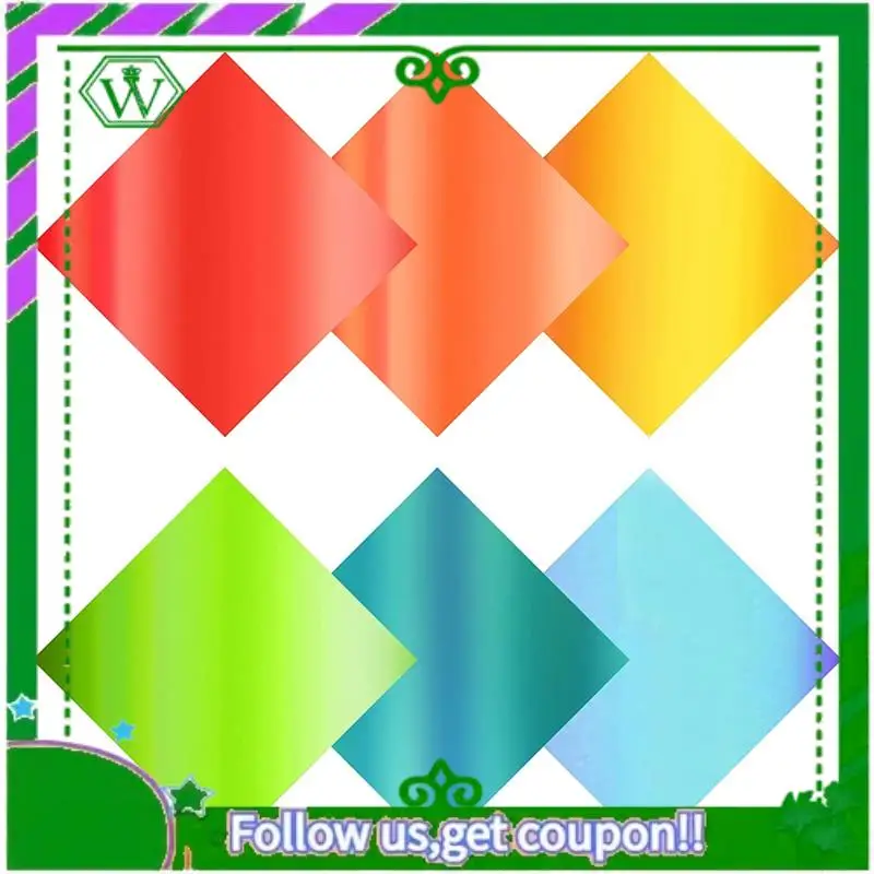 

ABIK-6 Sheets Holographic Vinyl Chrome Gold Adhesive Craft Vinyl Permanent Vinyl 12 Inch X 12 Inch For Cameo, Chrome, Red