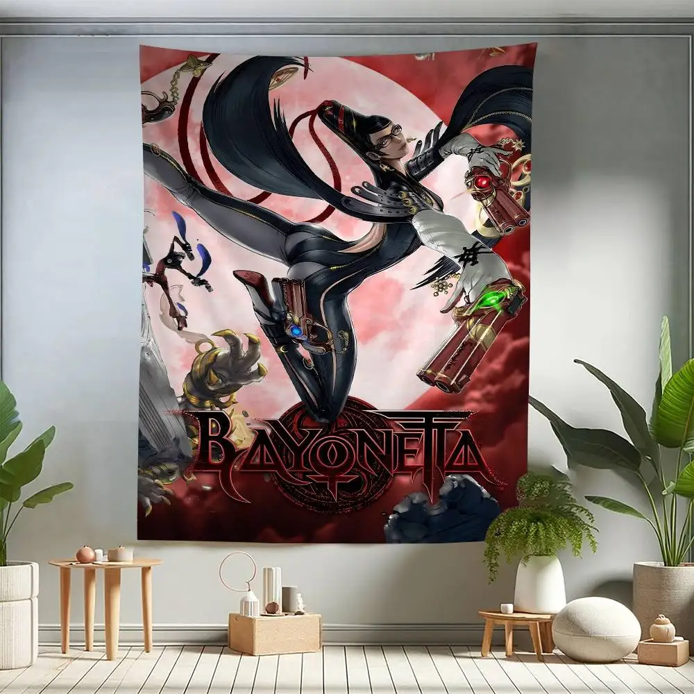Tapiz de Pared Grande con Estampado del Juego Bayonetta, Tapiz Hippie Barato para Colgar en la Pared, Tapices Bohemios con Mandala, Decoración para el Hogar