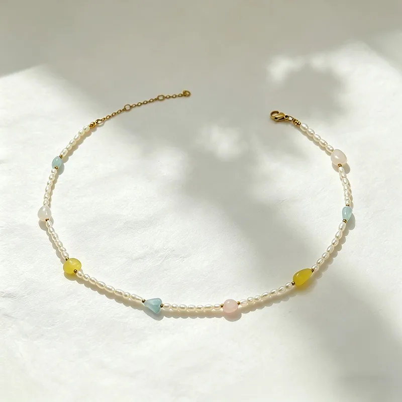 

Stainless Steel Gold New Natural Pearl Necklace Exquisite Simple Versatile Jewelry Women