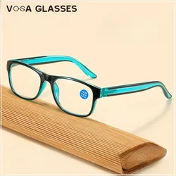 Square Computer Presbyopic Eyeglasses Anti Blue Light Reading Glasses Fashion Women Men Clear Spring Legs Frame Eyewear