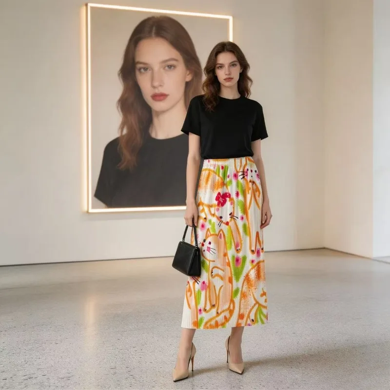 Miyake Pleated Original Kitten Skirt for Women 2026 Summer New Style Elegant Fashion Comfortable Loose Versatile Casual Skirt