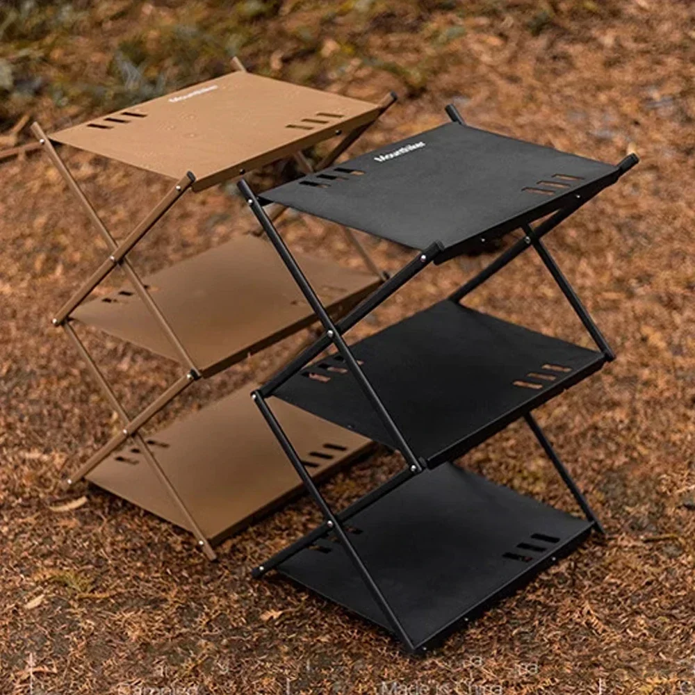 Portable Three layers Shelf Free Splicing Aluminum Splicing Multifunctional Table Outdoor Camping Barbecue Folding Table Rack