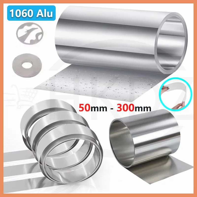 1Meter 1060 Aluminum Strip Thickness 0.05mm - 1mm Width 5/6/8/10/15~300mm Aluminum Foil Thin Sheet Plate for DIY Material Washer