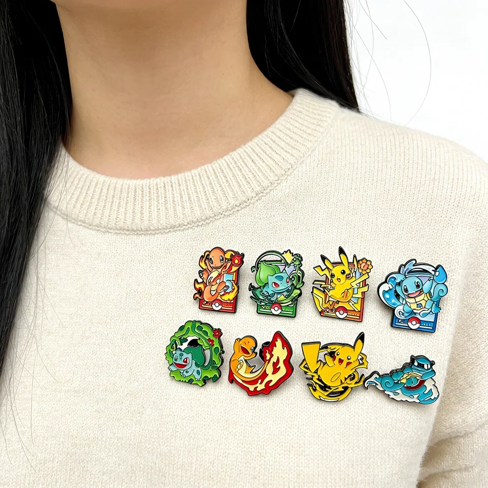 8-teiliges Set mit niedlichen Anime-Anstecknadeln, Emaille-Broschen, Metallabzeichen, Schmuck für Kleidung und Rucksack – Squirtle, ein Geschenk für Jungen und Mädchen. – Detail 6
