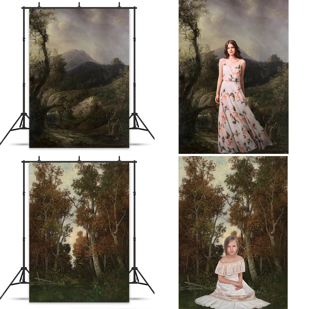 Oil Painting Texture Studio Photography Background Rural Tree Abstract Art Backdrop for Maternity Bride Shower Newborn Photozone