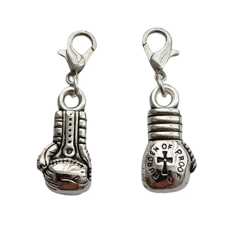 2pcs Cute 3D Boxing Gloves Clip on Charm, Sport Jewelry Making Supplies for DIY Bracelet Necklace Man Woman Boxers Pendant