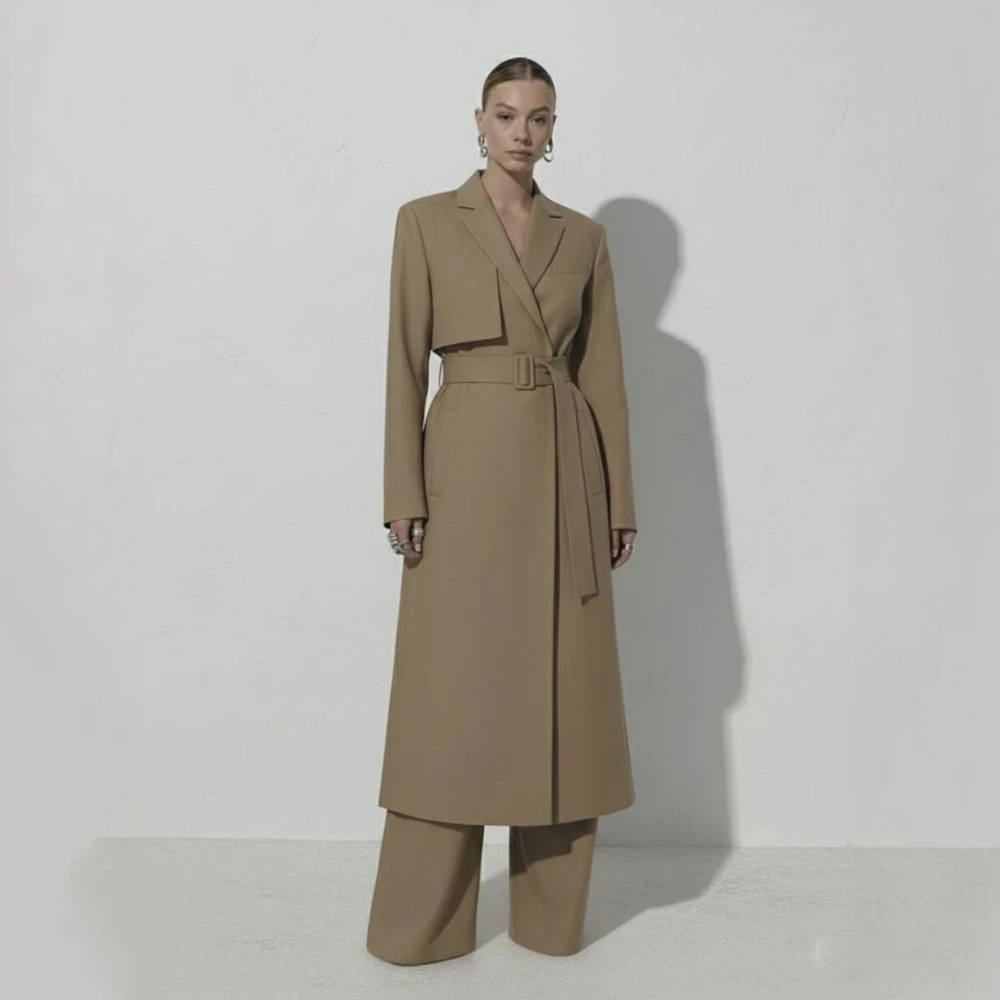 

Casual Spring Dress Windbreaker Style Loose Fit Full Length Zipper Closure Fashionable Outerwear For Women