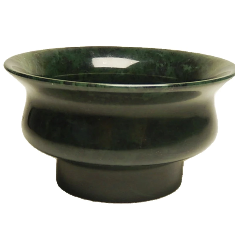 Taza de té de Jade verde oscuro Natural, taza de agua de boca grande, tazón de té de piedra King de medicina, copa de vino