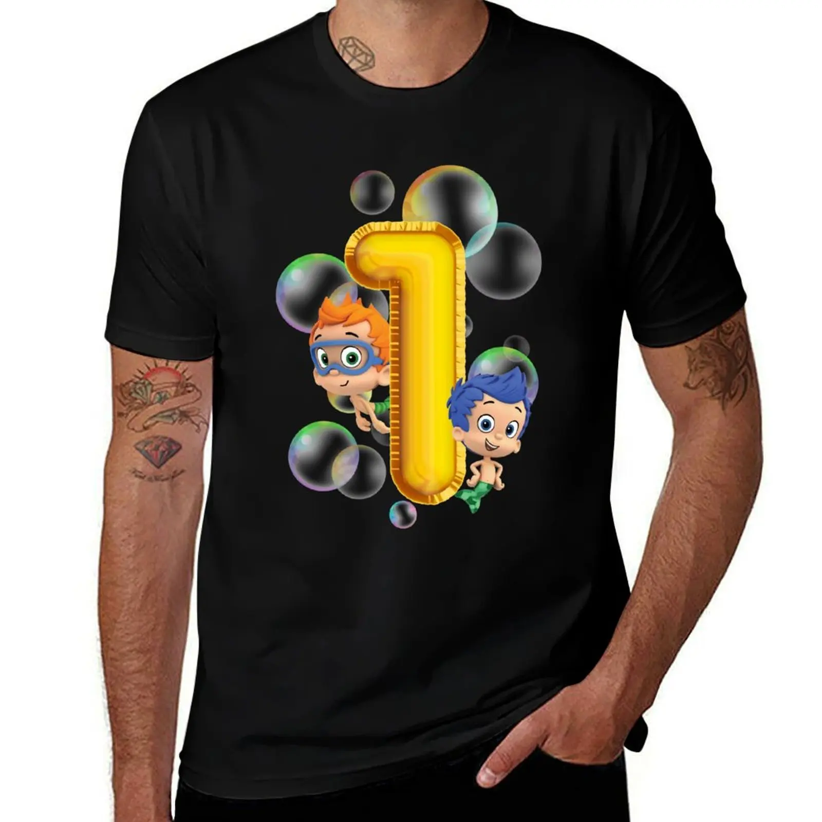 

1st birthday boy bubble guppies / cartoon / mermaids / kids T-Shirt cotton tshirt 100% T-Shirt