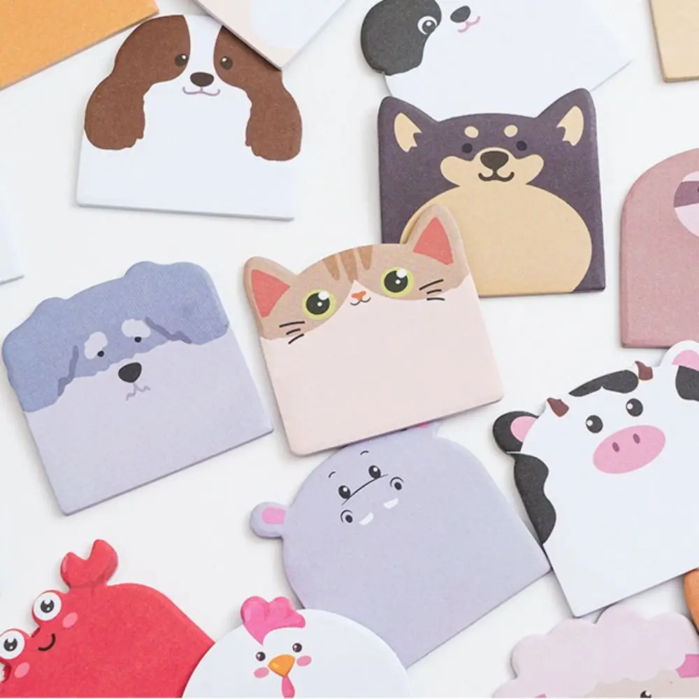 

240cps Notebook Planner Cartoon Sticky Notes Dog Cat Self-Adhesive Memo Pad Writing Pads Animal Shaped Notepad Students