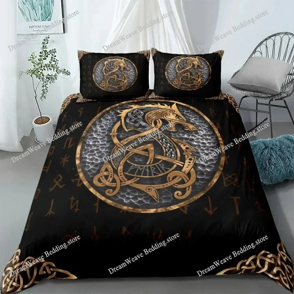 

3D Print Vigvisir Viking Art Constellation Bedding Set EU Single Double King US Twin Full Queen King Ethnic Fashion Quilt Cover9