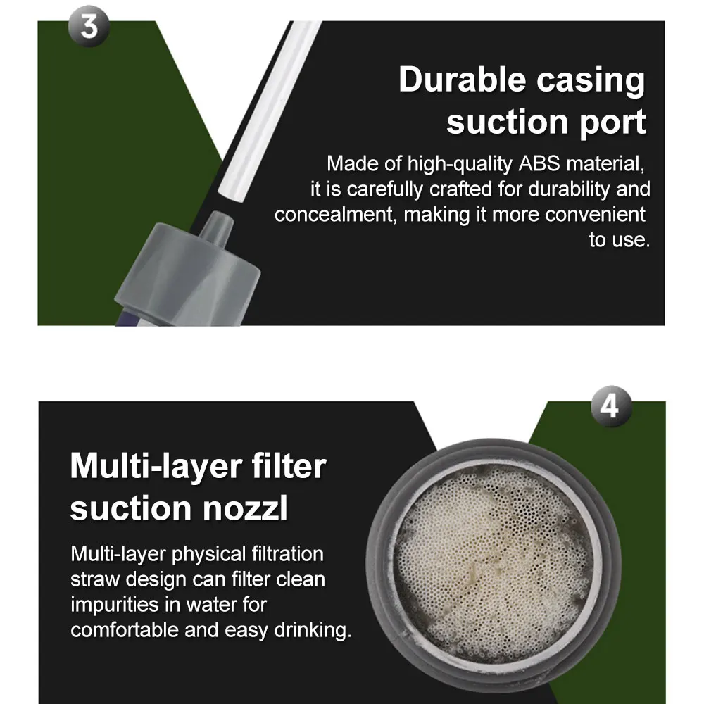 فلتر مياه شخصي محمول لترشيح المياه في حالات الطوارئ للمشي لمسافات طويلة والتخييم والسفر والاستعداد في حالات الطوارئ