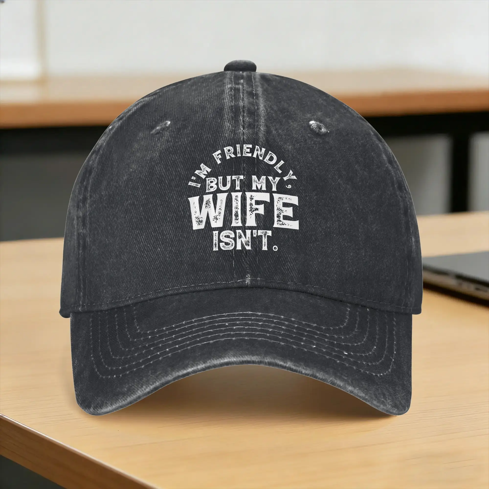 Summer I'm Friendly But My Wife Isn't Husband Humor Baseball Cap Sun  Sun Visor Custom Washed Trucker Hat Outdoor Baseball Caps