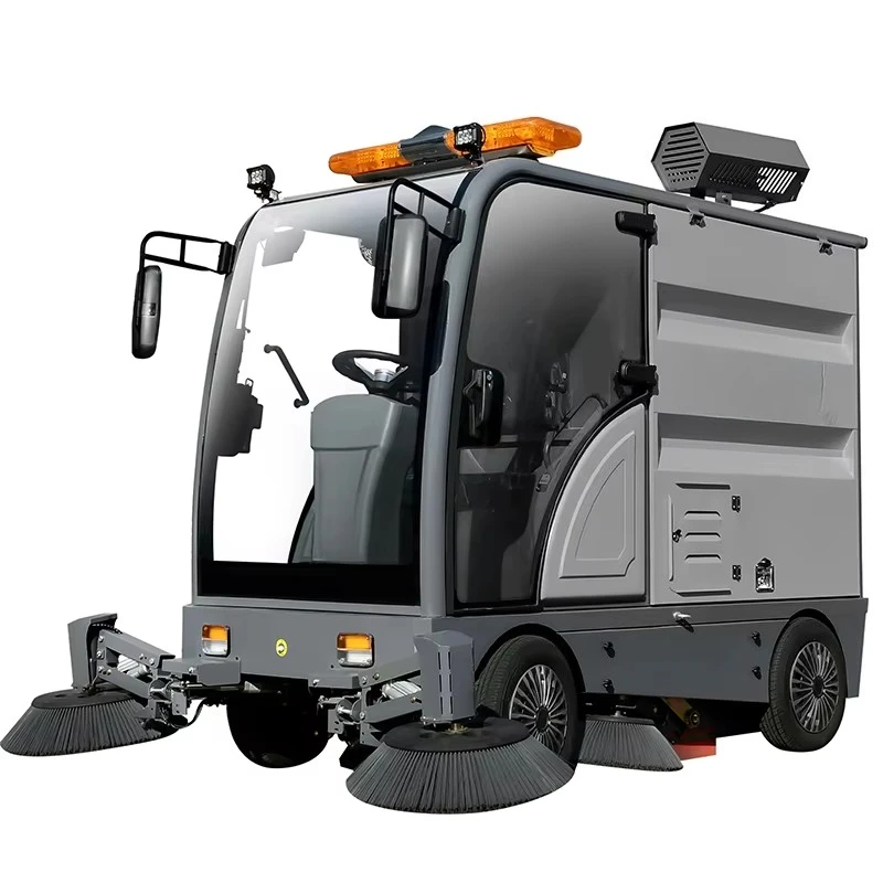 Electric 48V Ride-on Closed Sweeper for Factory Park Road Property Community School Leaf Cleaning