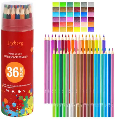 Water Color Pencils 36 Set, for Adult Coloring Books, Sketching & Painting