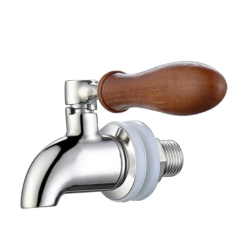304 Stainless Steel Wine Barrel Faucet Wood Handle 16mm Size Beverage Dispenser Easy Install Water Holder Valve Bar Equipment