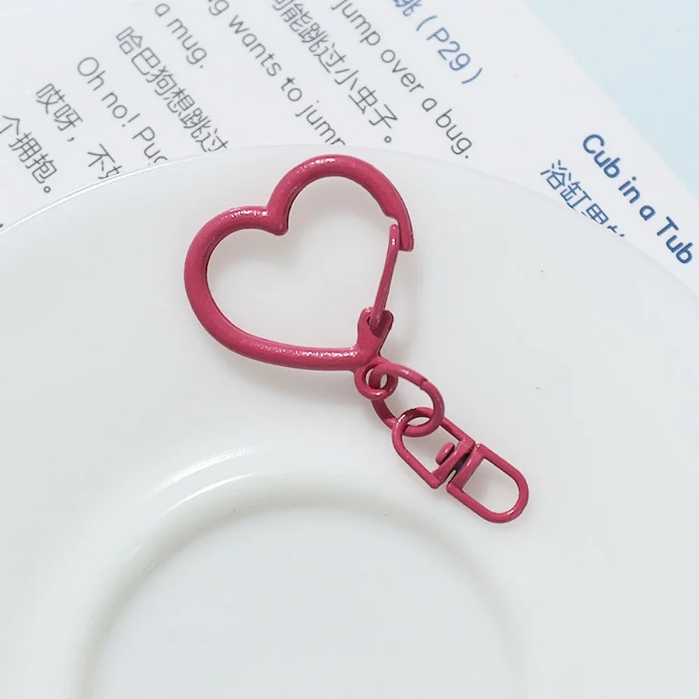 2-10pcs Colored Heart Keychain Hook Jewelry Buckle Metal Doll Key Chains Snap Clasp Decorative Bag Pendant Diy Accessories image 3