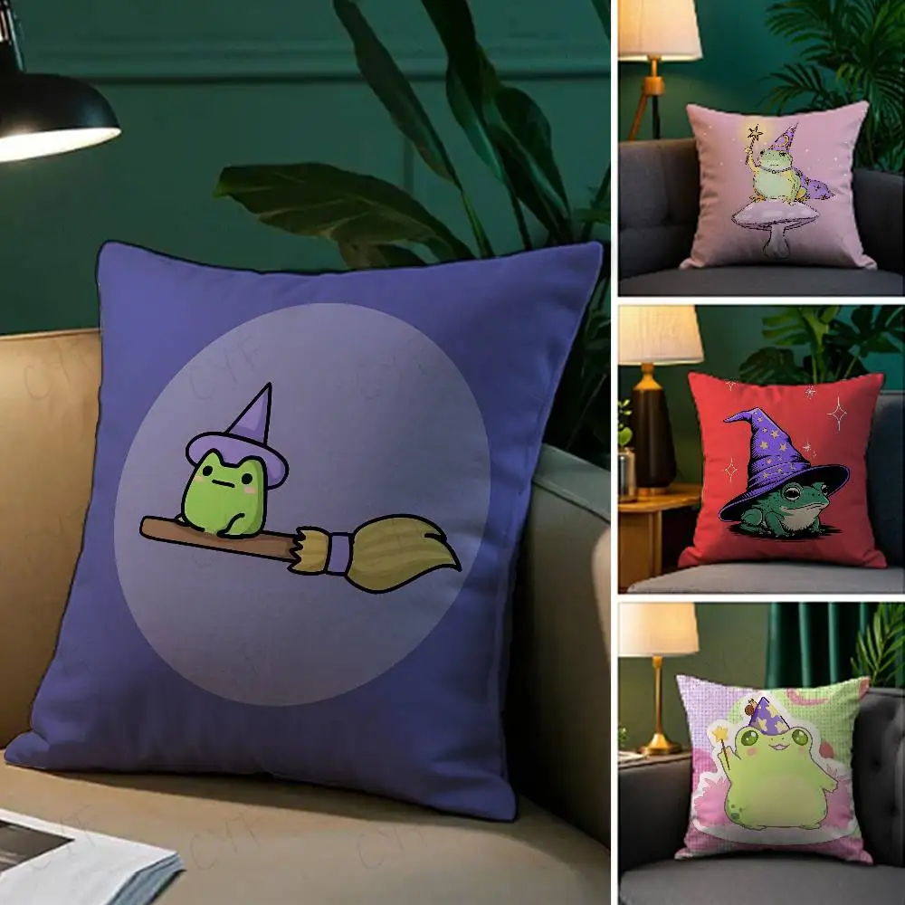 

Anime W-Wizard frog Cute Pillow Case Custom Printed Brushed Fleece Pillow, Baby Skin-Touch, Eco-Friendly Dye-Sublimation Cushion