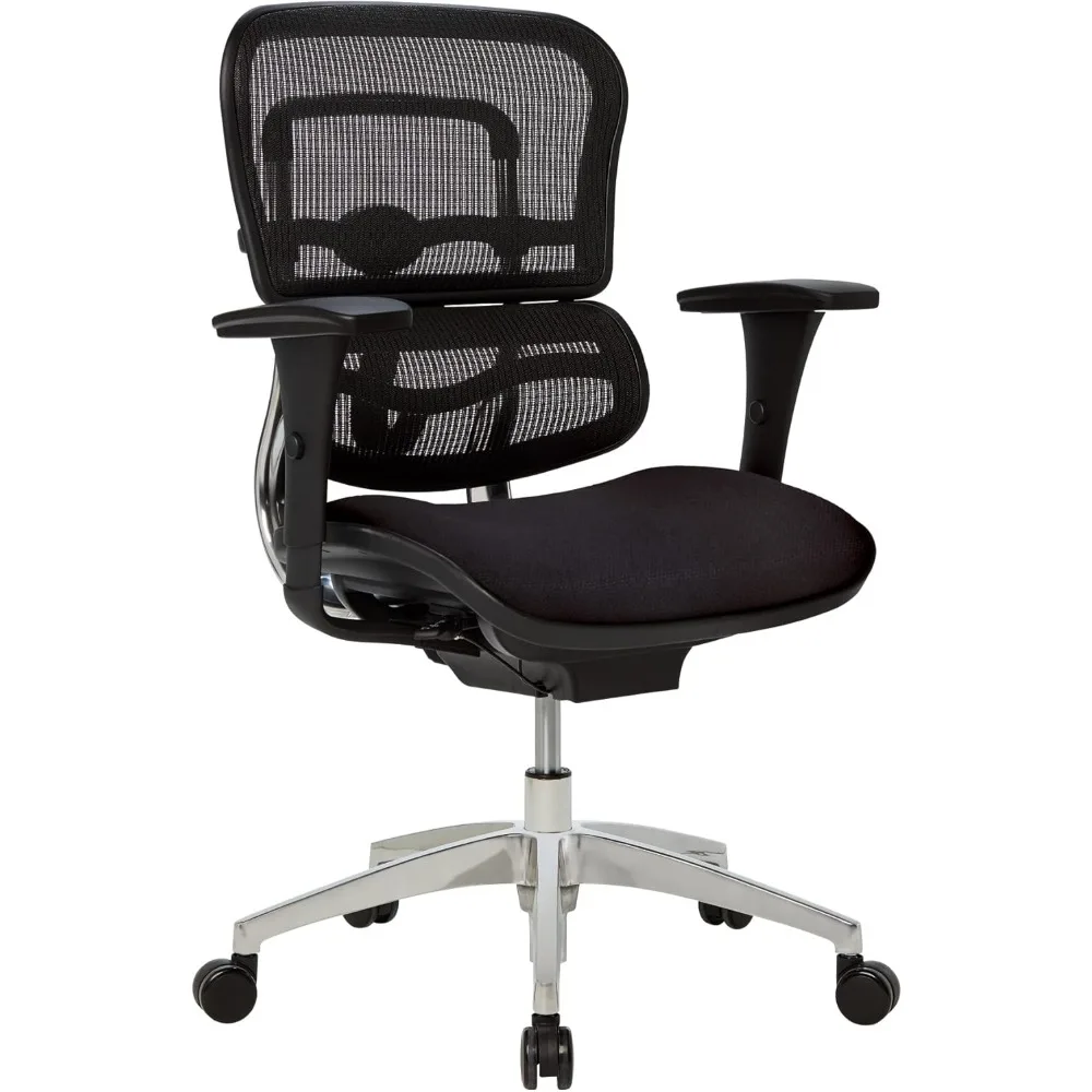 

12000 Series Ergonomic Mesh/Fabric Mid-Back Office Chair, Black/Black, Chair